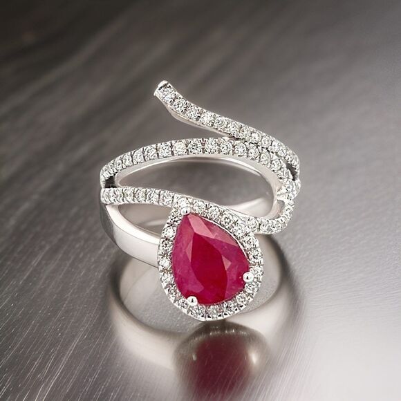 Natural Ruby Diamond Ring 6.75 14k W Gold 2.32 TCW Certified $5,950 310542 - Picture 15 of 16